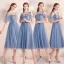 Abordable Bleu Ciel Robe Demoiselle D'honneur 2019 Princesse Thé Longueur Volants Dos Nu Robe Pour Mariage