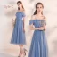 Abordable Bleu Ciel Robe Demoiselle D'honneur 2019 Princesse Thé Longueur Volants Dos Nu Robe Pour Mariage