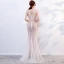 Sexy Blanche Transparentes Été Robe De Soirée 2019 Trompette / Sirène Encolure Dégagée Sans Manches Perlage Longue Volants Dos Nu Robe De Ceremonie