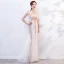 Sexy Blanche Transparentes Été Robe De Soirée 2019 Trompette / Sirène Encolure Dégagée Sans Manches Perlage Longue Volants Dos Nu Robe De Ceremonie