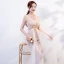 Sexy Blanche Transparentes Été Robe De Soirée 2019 Trompette / Sirène Encolure Dégagée Sans Manches Perlage Longue Volants Dos Nu Robe De Ceremonie