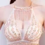 Sexy Blanche Transparentes Été Robe De Soirée 2019 Trompette / Sirène Encolure Dégagée Sans Manches Perlage Longue Volants Dos Nu Robe De Ceremonie
