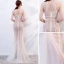 Sexy Blanche Transparentes Été Robe De Soirée 2019 Trompette / Sirène Encolure Dégagée Sans Manches Perlage Longue Volants Dos Nu Robe De Ceremonie
