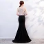 Sexy Schwarz Durchsichtige Abendkleider 2019 Meerjungfrau Rundhalsausschnitt Ärmellos Perlenstickerei Strass Sweep / Pinsel Zug Festliche Kleider
