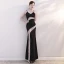 Sexy Noire Transparentes Robe De Soirée 2019 Trompette / Sirène Bretelles Spaghetti Sans Manches Faux Diamant Longue Dos Nu Robe De Ceremonie