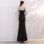Sexy Noire Transparentes Robe De Soirée 2019 Trompette / Sirène Bretelles Spaghetti Sans Manches Faux Diamant Longue Dos Nu Robe De Ceremonie
