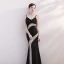 Sexy Noire Transparentes Robe De Soirée 2019 Trompette / Sirène Bretelles Spaghetti Sans Manches Faux Diamant Longue Dos Nu Robe De Ceremonie