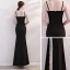 Sexy Noire Transparentes Robe De Soirée 2019 Trompette / Sirène Bretelles Spaghetti Sans Manches Faux Diamant Longue Dos Nu Robe De Ceremonie
