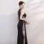 Sexy Noire Transparentes Été Robe De Soirée 2019 Trompette / Sirène Encolure Dégagée Sans Manches Faux Diamant Fendue devant Longue Dos Nu Robe De Ceremonie