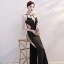 Sexy Noire Transparentes Été Robe De Soirée 2019 Trompette / Sirène Encolure Dégagée Sans Manches Faux Diamant Fendue devant Longue Dos Nu Robe De Ceremonie