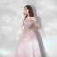 Elegant Blushing Pink Evening Dresses  2019 A-Line / Princess Off-The-Shoulder Short Sleeve Appliques Flower Beading Floor-Length / Long Ruffle Backless Formal Dresses