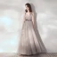 Eleganta Grå Aftonklänningar 2019 Prinsessa Djup v-hals Ärmlös Appliqués Blomma Beading Långa Ruffle Halterneck Formella Klänningar