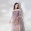 Eleganckie Lawenda Sukienki Wieczorowe 2019 Princessa Spaghetti Pasy odpinany 3/4 Rękawy Frezowanie Długie Wzburzyć Bez Pleców Sukienki Wizytowe