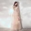 Meilleur Champagne Robe De Soirée 2019 Princesse Bretelles Spaghetti Sans Manches Perlage Longue Volants Dos Nu Robe De Ceremonie