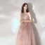 Elegant Pearl Pink Evening Dresses  2019 A-Line / Princess Spaghetti Straps Sleeveless Appliques Lace Beading Glitter Tulle Floor-Length / Long Ruffle Backless Formal Dresses