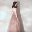 Elegant Pearl Pink Evening Dresses  2019 A-Line / Princess Spaghetti Straps Sleeveless Appliques Lace Beading Glitter Tulle Floor-Length / Long Ruffle Backless Formal Dresses