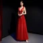 Sexy Burgundy See-through Evening Dresses  2019 A-Line / Princess Deep V-Neck Sleeveless Beading Glitter Tulle Floor-Length / Long Ruffle Backless Formal Dresses