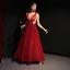 Sexy Burgundy See-through Evening Dresses  2019 A-Line / Princess Deep V-Neck Sleeveless Beading Glitter Tulle Floor-Length / Long Ruffle Backless Formal Dresses