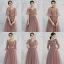 Affordable Pearl Pink Bridesmaid Dresses 2019 A-Line / Princess Appliques Lace Bow Sash Tea-length Ruffle Backless Wedding Party Dresses