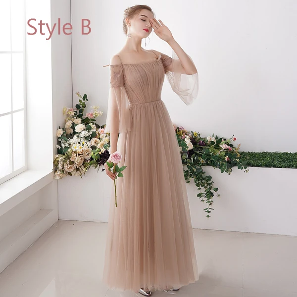 Elegant Champagne See-through Bridesmaid Dresses 2019 A-Line / Princess Floor-Length / Long Ruffle Backless Wedding Party Dresses