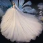 Elegant Champagne Wedding Dresses 2019 Ball Gown Off-The-Shoulder Short Sleeve Backless Glitter Tulle Beading Cathedral Train Ruffle