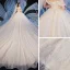 Elegant Champagne Wedding Dresses 2019 Ball Gown Off-The-Shoulder Short Sleeve Backless Glitter Tulle Beading Cathedral Train Ruffle