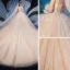 Fine Champagne Brudekjoler 2019 Ballkjole Kjæreste Uten Ermer Ryggløse Glitter Tyll Appliques Blonder Beading Cathedral Train Buste