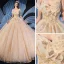 Fine Champagne Brudekjoler 2019 Ballkjole Kjæreste Uten Ermer Ryggløse Glitter Tyll Appliques Blonder Beading Cathedral Train Buste