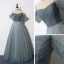 Chic / Belle Bleu D'encre Robe De Bal 2019 Princesse Bretelles Spaghetti Manches Courtes Perlage Paillettes Longue Volants Dos Nu Robe De Ceremonie