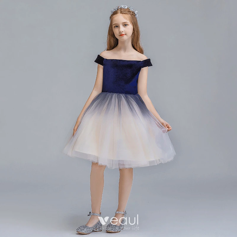 Off Shoulder Chic Gradient Tulle Flower Girl Dresses Off Shoulder Chic Gradient Tulle Flower Girl Dresses