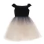 Chic / Beautiful Navy Blue Gradient-Color Suede Flower Girl Dresses 2019 Ball Gown Off-The-Shoulder Short Sleeve Floor-Length / Long Ruffle Backless Wedding Party Dresses