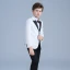 Elegant White Coat Black Pants Rhinestone Tie Boys Wedding Suits 2019