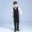 Elegant White Coat Black Pants Rhinestone Tie Boys Wedding Suits 2019