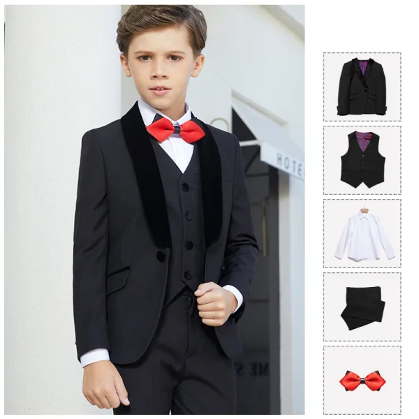 Luxe Noire Costumes De Mariage pour garçons 2019