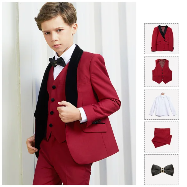 Luxe Noire Costumes De Mariage pour garçons 2019