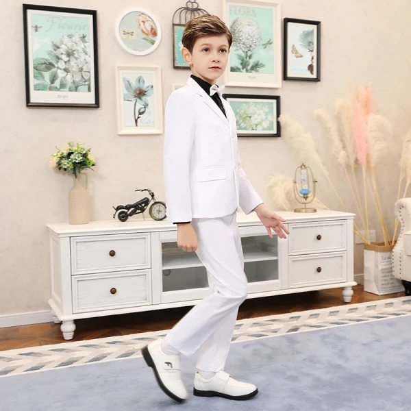 Eleganckie Białe Chłopięce Garnitury ślubne 2019