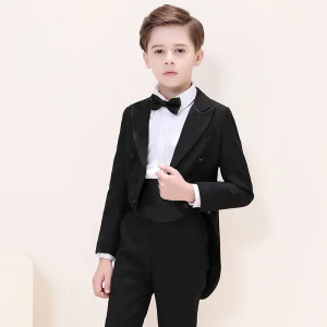 Elegante Zwarte Jacquet Jongenspakken 2019