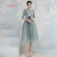 Affordable Green Bridesmaid Dresses 2019 A-Line / Princess Appliques Lace Ruffle Sash Tea-length Backless Wedding Party Dresses