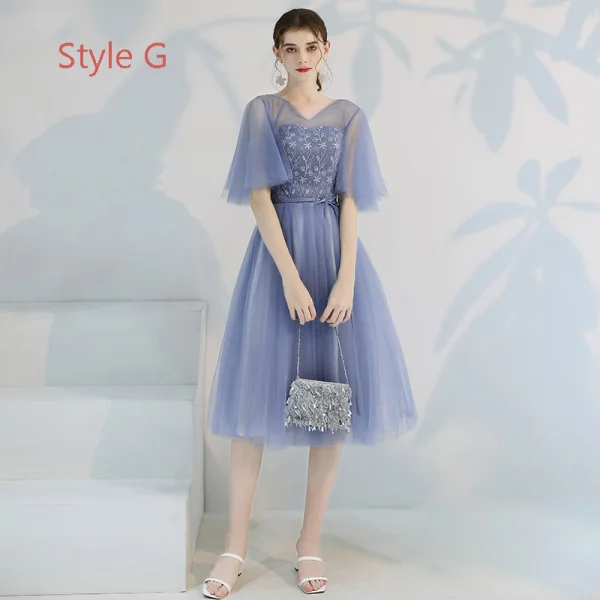Affordable Green Bridesmaid Dresses 2019 A-Line / Princess Appliques Lace Ruffle Sash Tea-length Backless Wedding Party Dresses