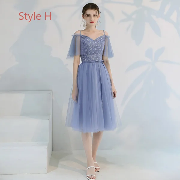 Affordable Green Bridesmaid Dresses 2019 A-Line / Princess Appliques Lace Ruffle Sash Tea-length Backless Wedding Party Dresses