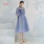 Affordable Green Bridesmaid Dresses 2019 A-Line / Princess Appliques Lace Ruffle Sash Tea-length Backless Wedding Party Dresses