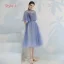 Affordable Green Bridesmaid Dresses 2019 A-Line / Princess Appliques Lace Ruffle Sash Tea-length Backless Wedding Party Dresses