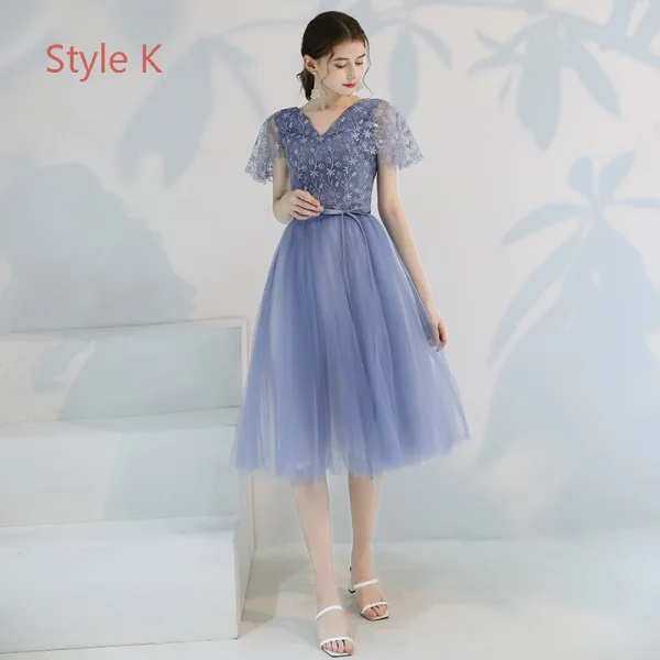 Affordable Green Bridesmaid Dresses 2019 A-Line / Princess Appliques Lace Ruffle Sash Tea-length Backless Wedding Party Dresses