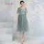 Affordable Green Bridesmaid Dresses 2019 A-Line / Princess Appliques Lace Ruffle Sash Tea-length Backless Wedding Party Dresses