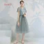 Affordable Green Bridesmaid Dresses 2019 A-Line / Princess Appliques Lace Ruffle Sash Tea-length Backless Wedding Party Dresses