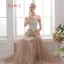 Affordable Khaki Bridesmaid Dresses 2019 A-Line / Princess Appliques Lace Sequins Floor-Length / Long Ruffle Wedding Party Dresses