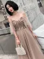 Chic / Beautiful Pearl Pink Evening Dresses  2019 A-Line / Princess Spaghetti Straps Short Sleeve Appliques Flower Beading Floor-Length / Long Ruffle Backless Formal Dresses