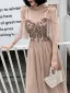 Chic / Beautiful Pearl Pink Evening Dresses  2019 A-Line / Princess Spaghetti Straps Short Sleeve Appliques Flower Beading Floor-Length / Long Ruffle Backless Formal Dresses