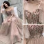 Chic / Beautiful Pearl Pink Evening Dresses  2019 A-Line / Princess Spaghetti Straps Short Sleeve Appliques Flower Beading Floor-Length / Long Ruffle Backless Formal Dresses
