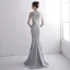 Vintage / Originale Gris Transparentes Robe De Soirée 2020 Trompette / Sirène Col Haut Sans Manches Appliques En Dentelle Faux Diamant Perlage Gland Train De Balayage Volants Robe De Ceremonie